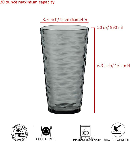 20-ounce Plastic Tumblers, Acrylic Drinking Glasses High-Balls, Shatter-Proof - Image 2