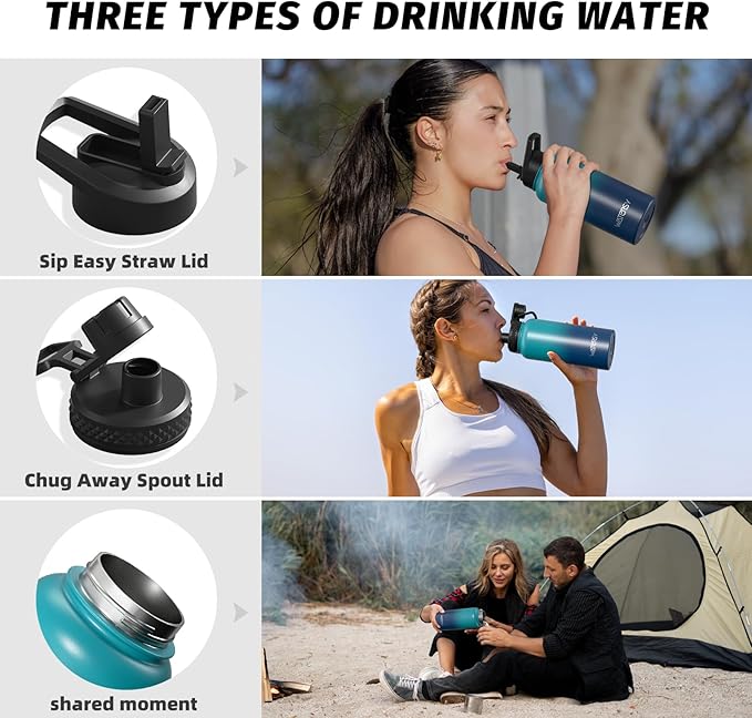 32oz Insulated Water Bottle, BPA Free&Leak Proof, Stainless Steel Water Flask - Image 3