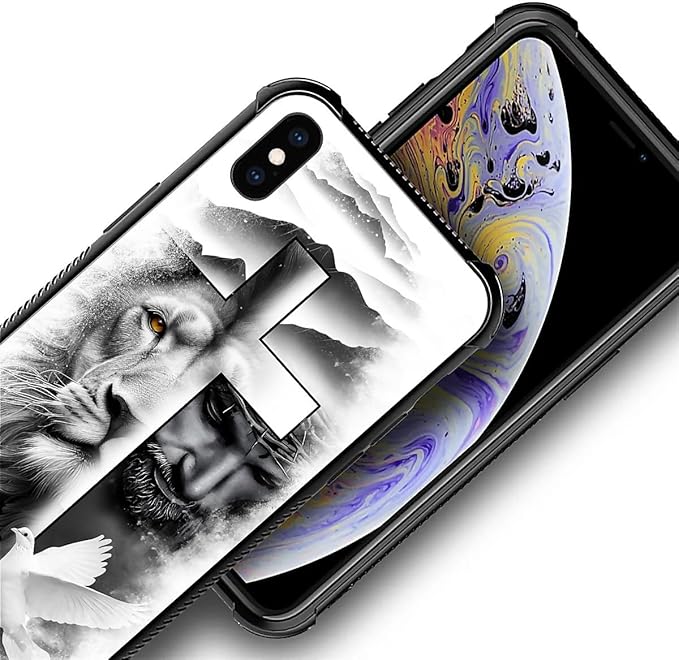 for iPhone X/Xs Case, Lion Cross Jesus Christ Dove Pattern Made of Soft - Image 5