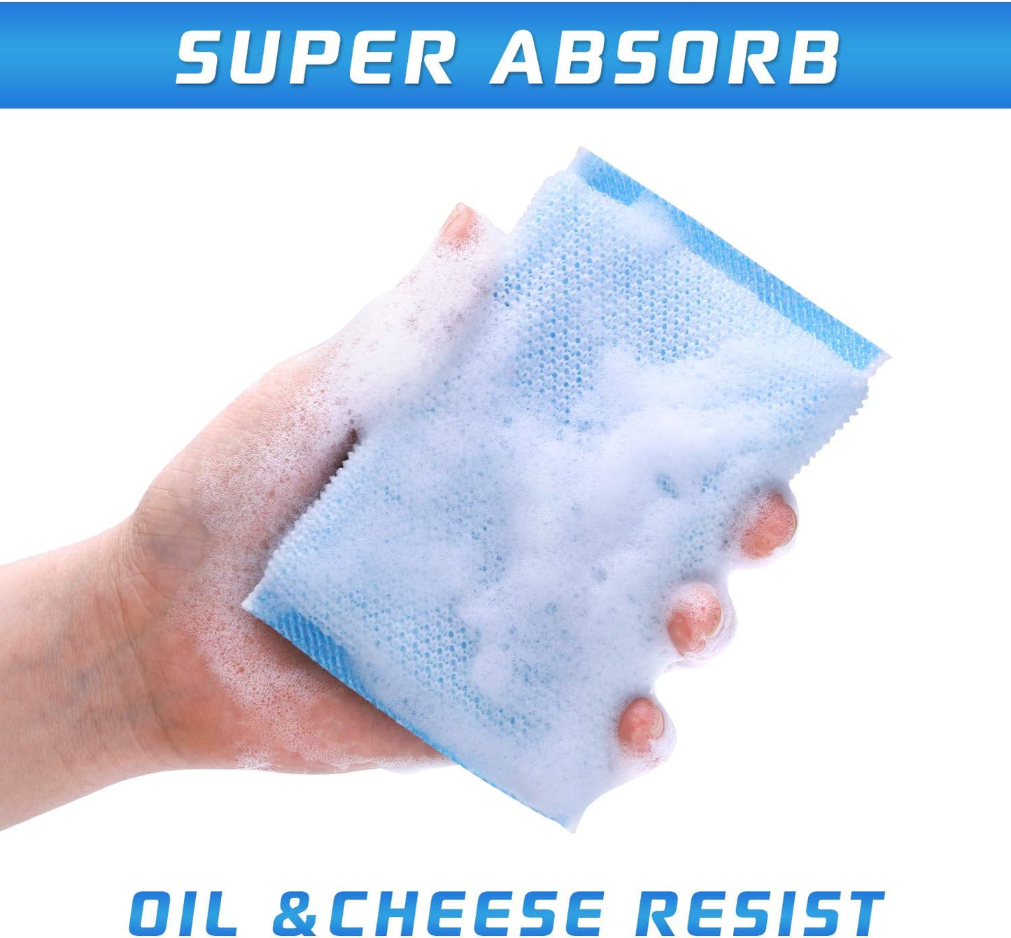 Nylon Cleaning Scrub Pad 12 Pack,Long-Lasting and Reusable Dishwashing Sponge,All-Purpose Scouring Pads Sponge for Kitchen,Bathroom