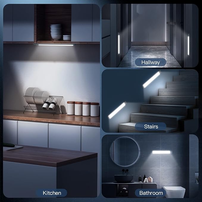MCGOR 10inch Under Cabinet Lighting, 2 Pack Rechargeable Motion Sensor Light - Image 7