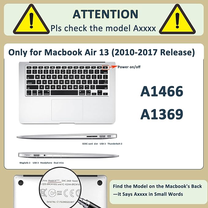 Hard Cover for MacBook Air 13 inch Case 2010-2017 Release, Crodidel Leather - Image 2