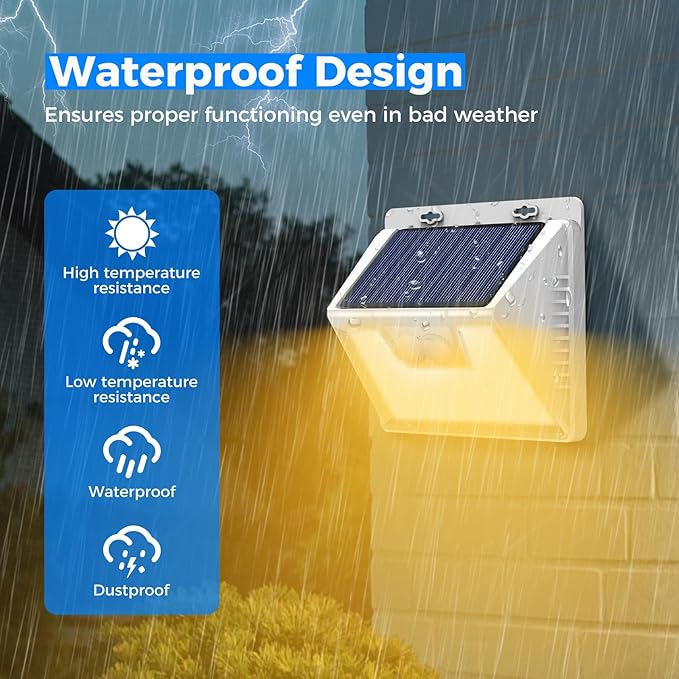 Peasur Solar Lights Outdoor Motion Sensor, 3 Modes Solar Security Wall Lights - Image 5