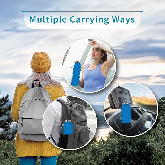 Collapsible Water Bottles 24oz, Odorless BPA-Free Silicone, Leak-Proof Foldable - Image 4