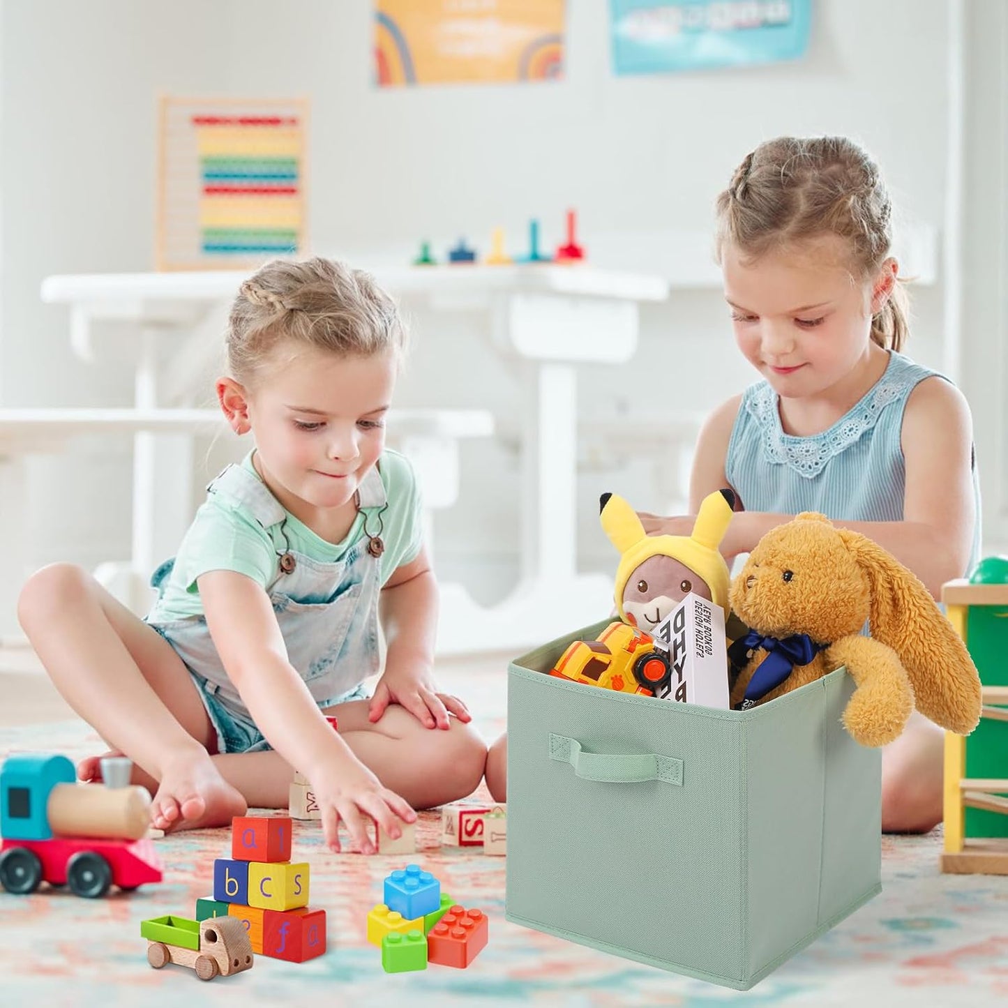 Stero 13x13x13 Inch Fabric Storage Bins 6 Pack Fun Colored Durable Storage Cubes with Handles Foldable Cube Baskets for Home, Kids Room, Closet and Toys Organization Multi Colors