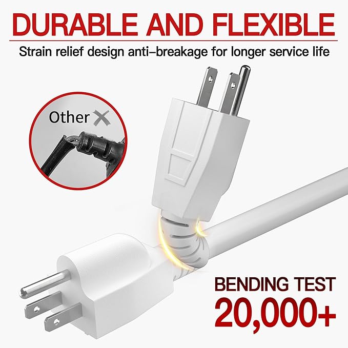 16/3 Short Extension Cord 6 FT, Indoor 3 Prong Power Cable, Suitable - Image 4