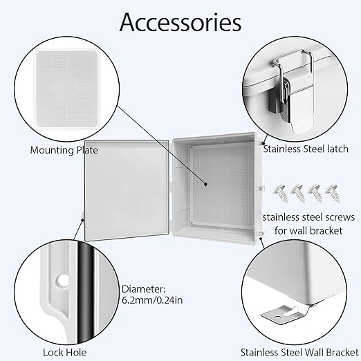LeMotech Electrical Box, IP67 Waterproof Hinged Cover Stainless Steel Latch - Image 5