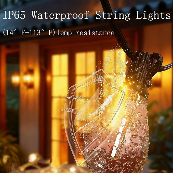 REEMEER 60FT Outdoor String Lights S11 LED Patio - Image 5