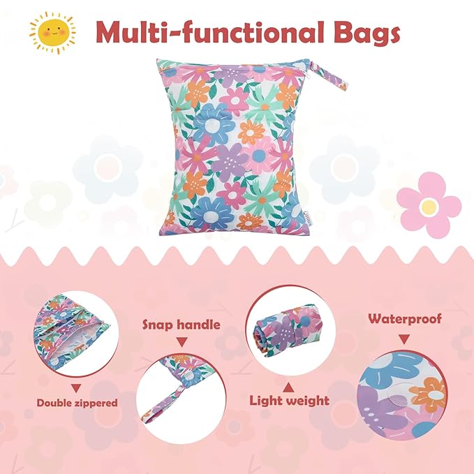ALVABABY 3pcs Cloth Diaper Wet Dry Bags Waterproof Reusable - Image 3
