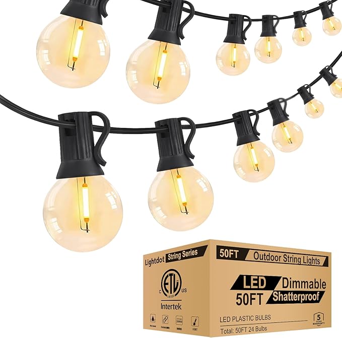 Lightdot 50FT Outdoor String Lights, LED Bistro String Lights by LightdotLighting