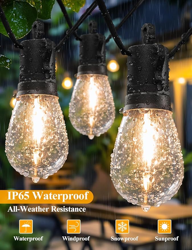 Brightever LED Outdoor String Lights 36FT, Patio Lights Outdoor Waterproof - Image 5