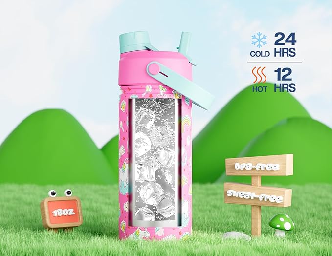 POWCAN 2 Pack 18 oz Kids Insulated Water Bottle - Image 3
