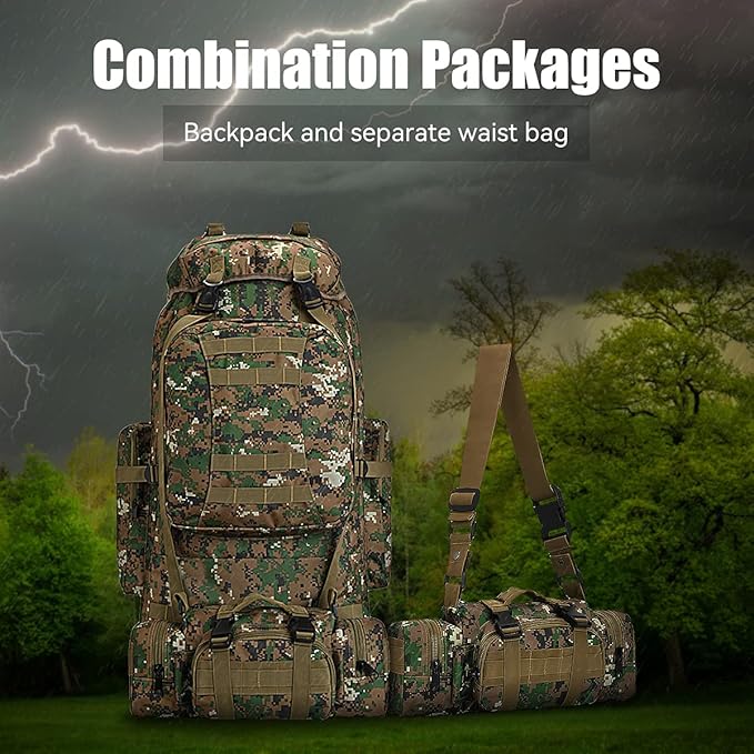 100L Camping Hiking Backpack, Molle military Tactical rucksack backpack - Image 3