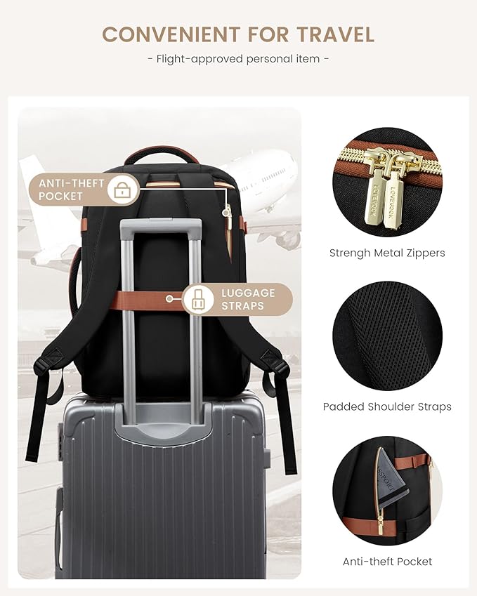 LOVEVOOK 40L Travel Backpack Carry on Flight Approved, Personal Item Bag - Image 8