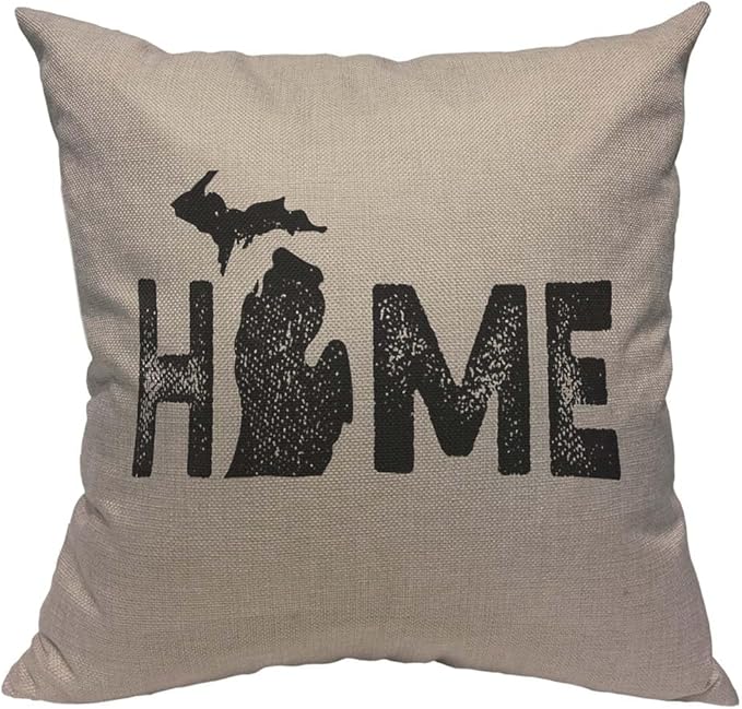 TKS MITLAN Michigan Home State Pillow Covers 18 x 18 Inch Map Home America by TKS+MITLAN