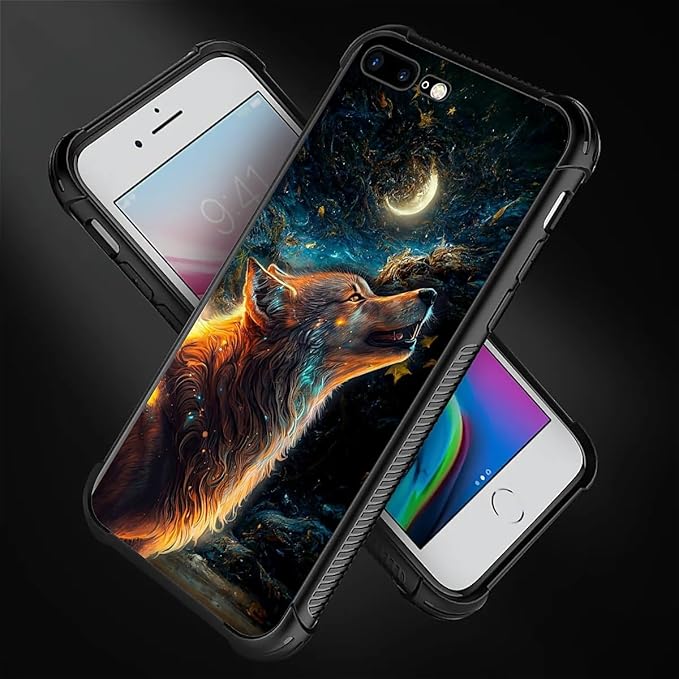 for iPhone 7 Plus/8 Plus Case, Star Cave Hungry Wolf Pattern Graphic Design - Image 4
