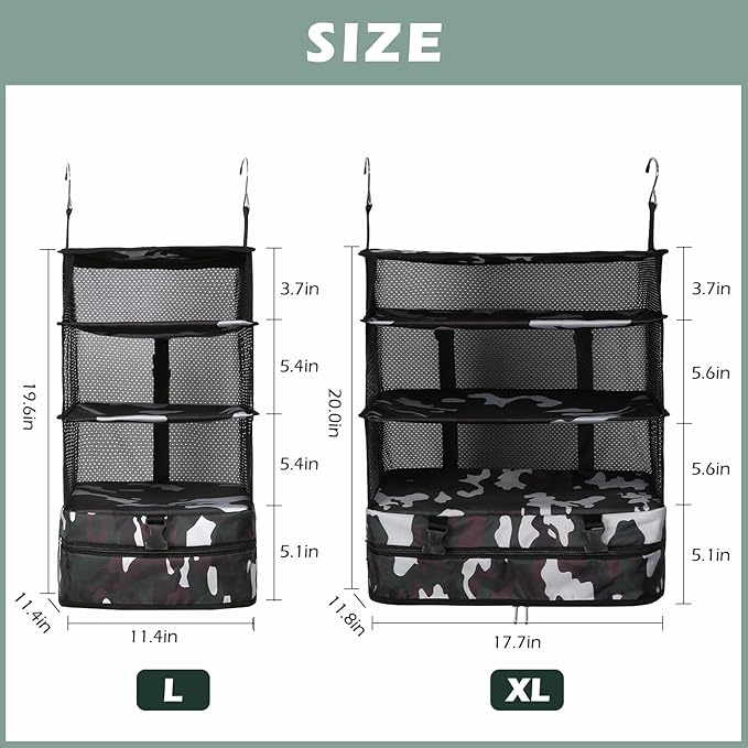 Surblue Hanging Closet Storage Bag Collapsible 3-Shelf Washable Oxford Fabric - Image 5