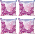 Ambesonne Floral Throw Pillow Cushion Case Pack of 4, Exotic Orchid Flowers by Ambesonne