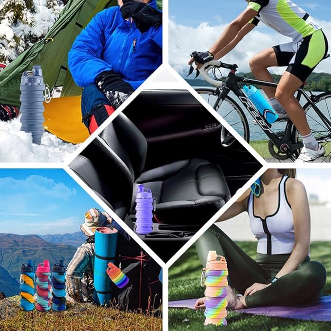 Collapsible Water Bottles 2 pack Travel Water Bottle 500ML Silicone Water - Image 5