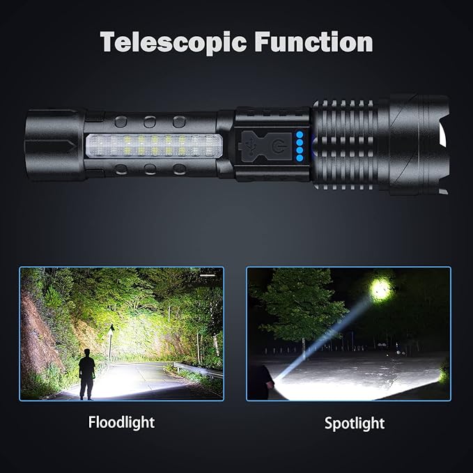 Cinlinso Flashlight High Lumens Rechargeable 2 Pack, 990000 Lumen Super Bright - Image 4