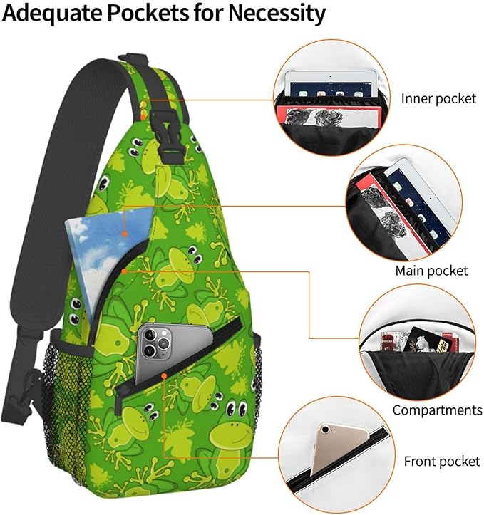 Cute Cartoon Frog Sling Bag For Women Men Funny Frogs Backpack Crossbody - Image 4