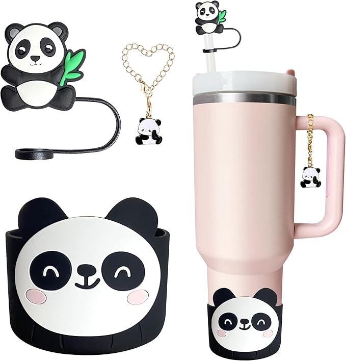 Silicone Boot for Stanley 40oz Tumbler, Panda Straw Cover Bottom Protector by Unknown