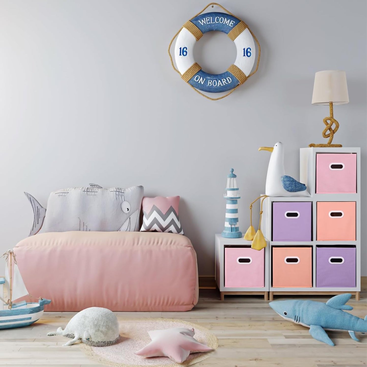 Stero Fabric Storage Cubes Bins, 13 inch Fun Colored Foldable Storage Baskets with Dual Plastic Handle for Home, Kids Room, Closet and Toys Organization, Multi Colored, Set of 6