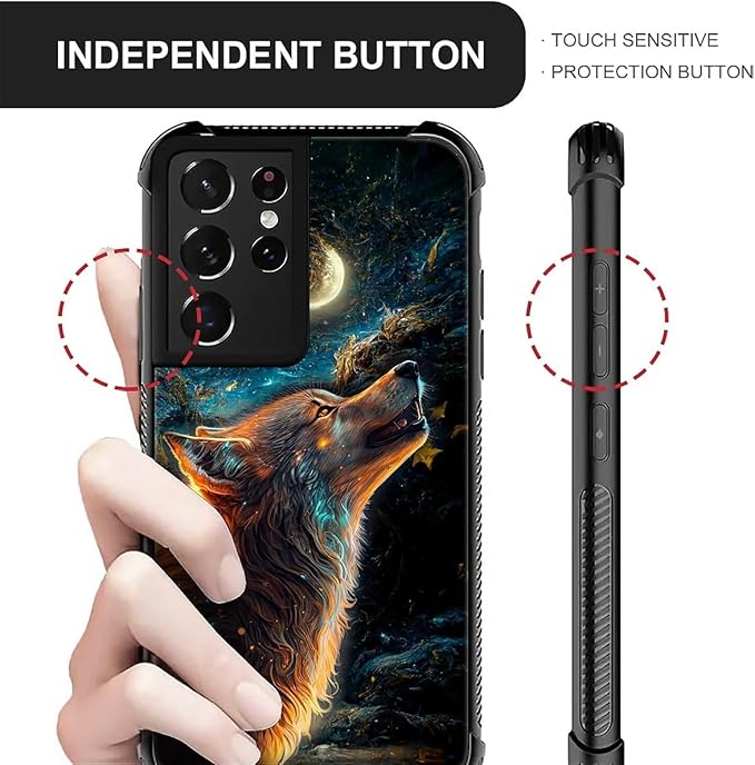 for Samsung Galaxy S21 Ultra Case, Star Cave Hungry Wolf Pattern Graphic Design - Image 4