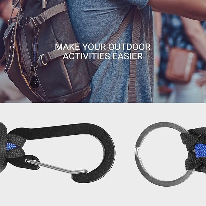 Short Thin Blue Line Paracord Keychain Neck Lanyard - Image 3