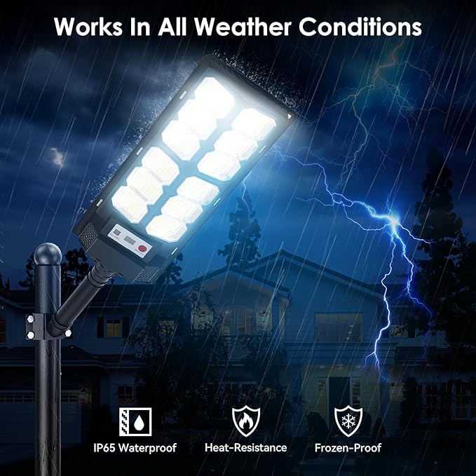 Solar Lights Outdoor Waterproof, 6500K 13000LM LED Dusk to Dawn Solar Street - Image 5