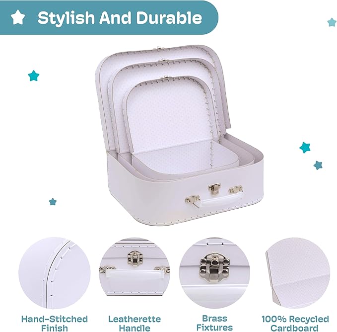 Jewelkeeper Paperboard Suitcases, Luggage Decor Storage, Vintage Decor - Image 5