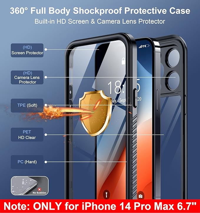 SPIDERCASE Only Designed for iPhone 14 Pro Max Case Waterproof Full Body - Image 5