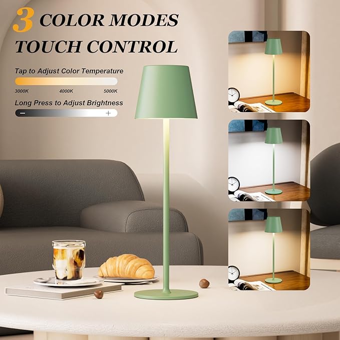 Kakanuo Cordless Table Lamp Rechargeable Green - Image 2