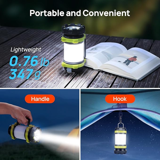 2 Pack LED Camping Lantern Flashlight Rechargeable, Consciot Portable Torch - Image 5