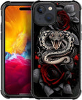 for iPhone 15 Case, Entwined Rose Snake Pattern Graphic Design Girl Boy Soft by FKBRCL4U