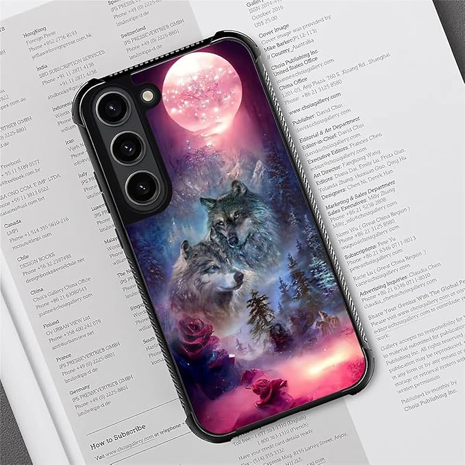 for Samsung Galaxy S23 Case, Star Two Wolfs Howling Pattern Graphic Design Girl - Image 2