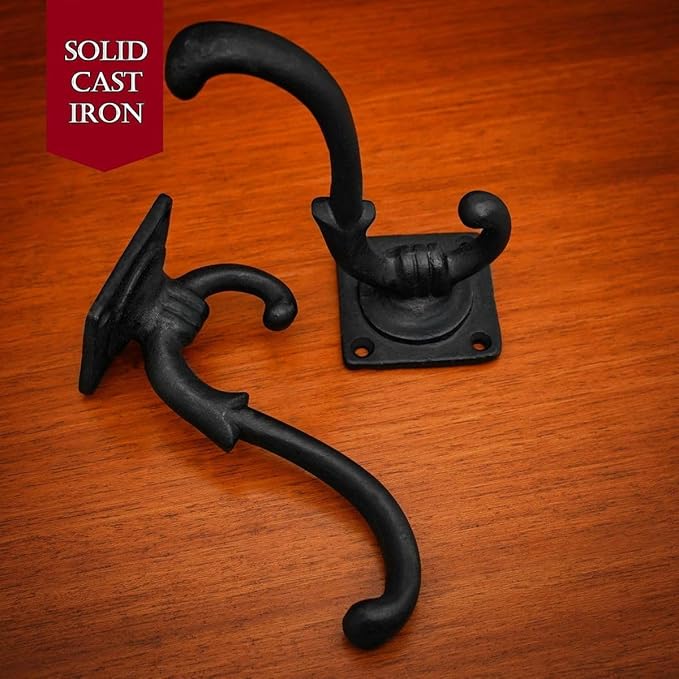 Mystic Colonial Medieval Wall Hooks Hand-Forged Black Coated | Rustic - Image 8