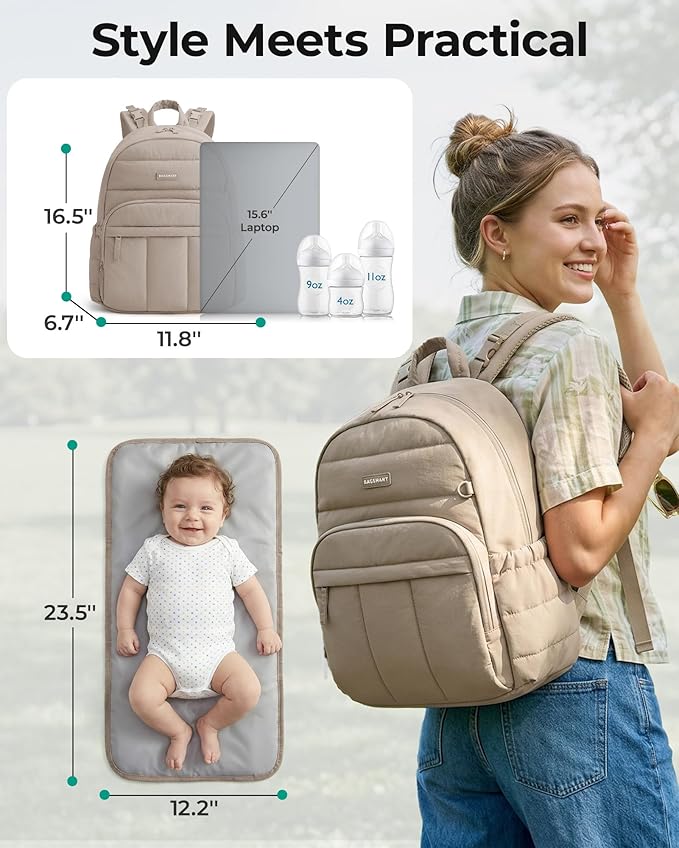 BAGSMART Diaper Bag Backpack, Lightweight Stroller-Friendly Diaper Bag - Image 7