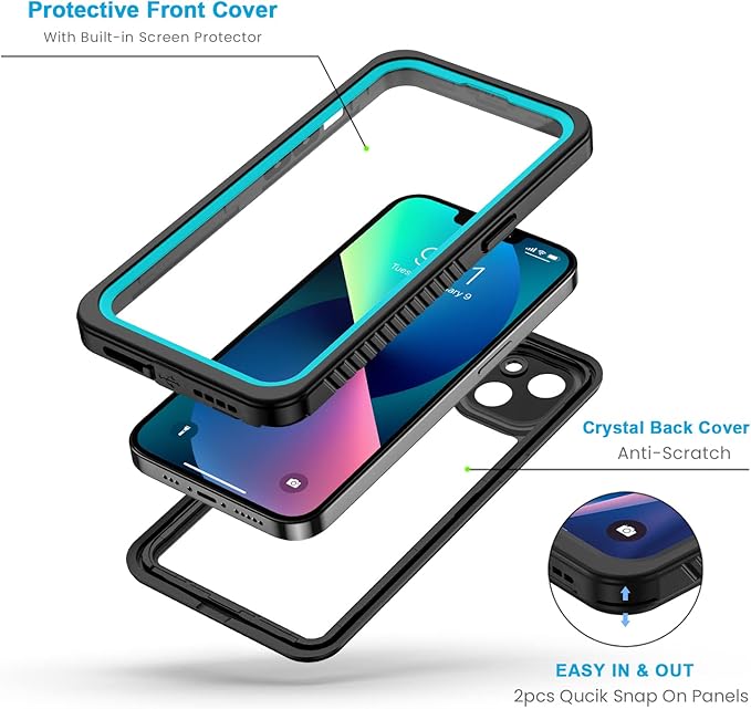Lanhiem for iPhone 13 Case, IP68 Waterproof Dustproof Shockproof Cases - Image 3