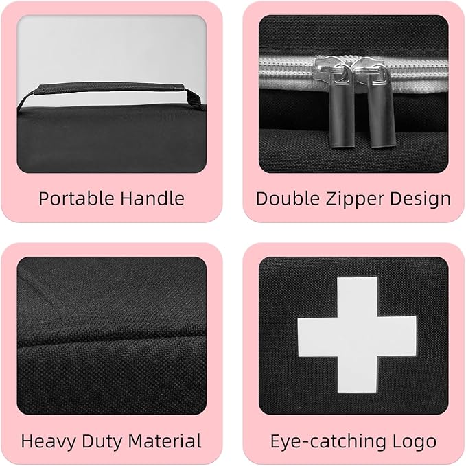 ALSLEA First Aid Bag Empty, Small Medicine Bag Portable Medical Supplies - Image 2