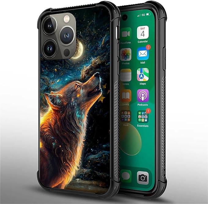 for iPhone 13 Pro Max Case, Star Cave Hungry Wolf Pattern Graphic Design Girl - Image 2