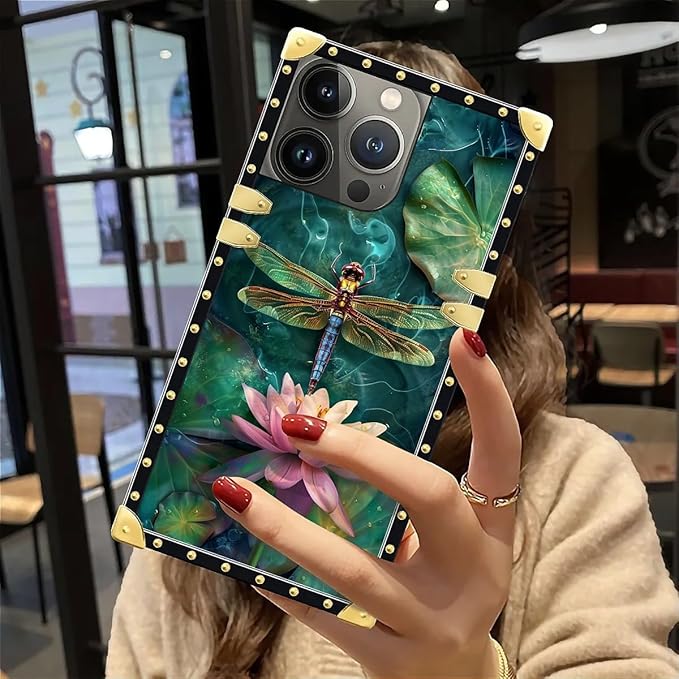 Compatible with iPhone 12 Pro Max Case, Colourful Dragonfly Pink Lily Pads - Image 6