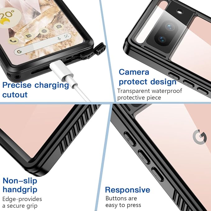 AICase for Google Pixel 8 Case Waterproof Clear Built-in Screen Protector - Image 3