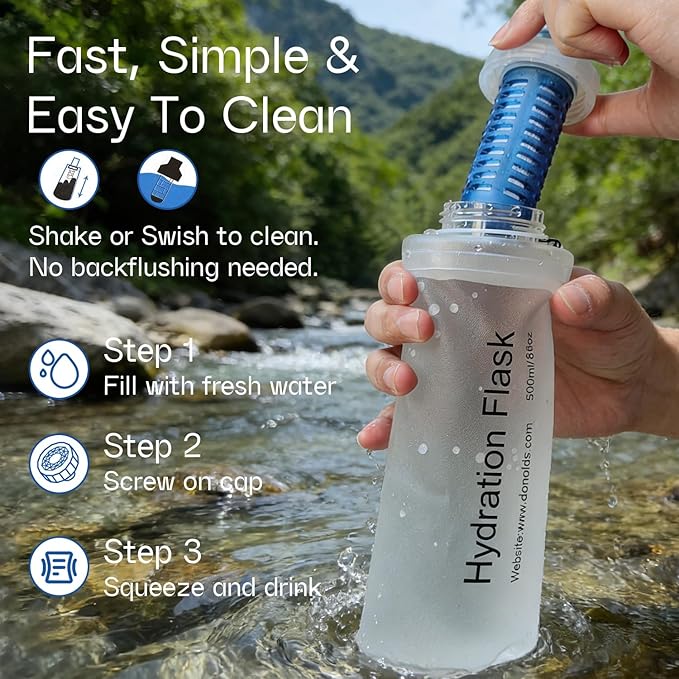GUYI 700ml Collapsible Water Filter Bottle, Removes Impurities, BPA Free - Image 4