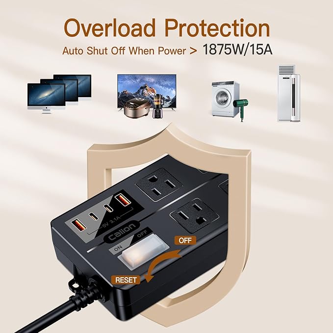 6FT Outdoor Waterproof Power Strip Surge Protector - Image 5
