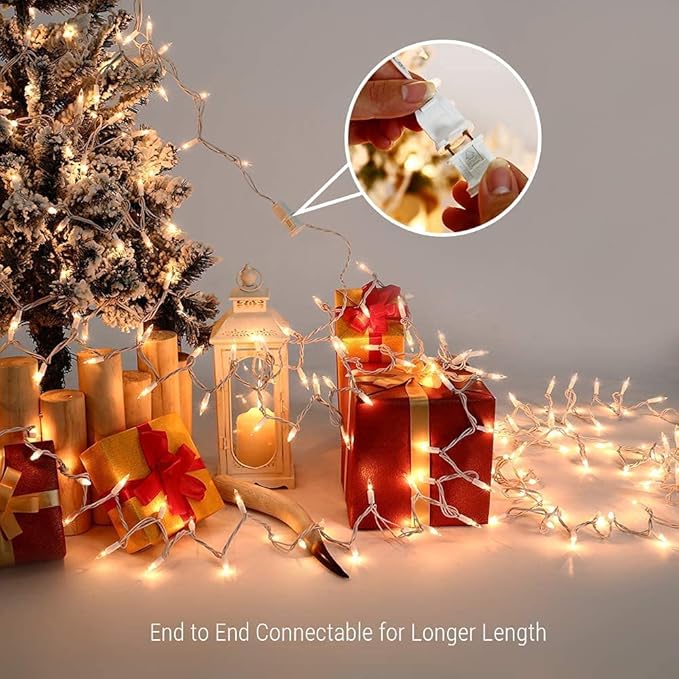 2 Pack 50 Count Christmas String Lights Clear Warm White Mini Lights Plug - Image 8