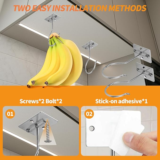 Banana Hook Under Cabinet, Adhesive Bananas Hanger - Image 3