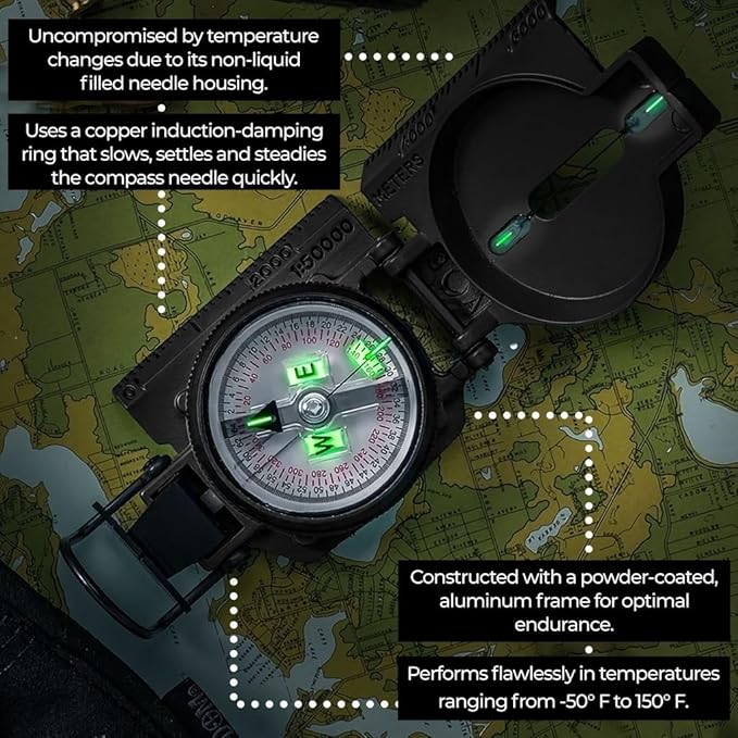 Cammenga Official US Military Tritium Lensatic Compass, Accurate Waterproof - Image 8