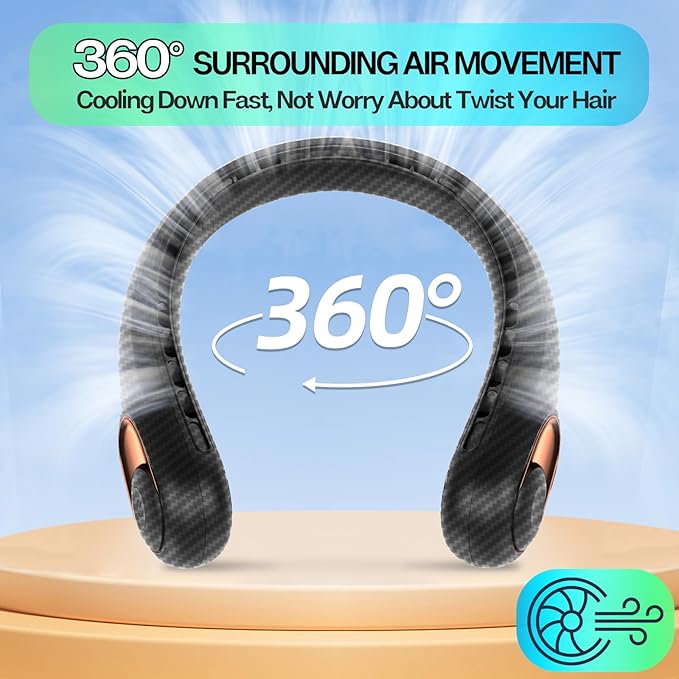 KIDEE Neck Fan Rechargeable, Portable Fan, Upgraded LED Display, 4000 mAh - Image 5