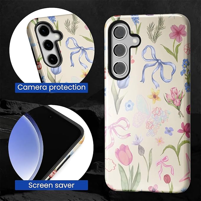 for Samsung Galaxy S25 Case, HL2 Aesthetic Flower Preppy Collage Hybrid 2 Layer - Image 4